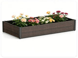 46" Outdoor Woven Raised Planter Box, Weather Resistant Rattan Garden Container with Adjustable Feet 80638867