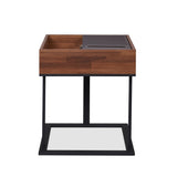 ZUN Walnut and Sandy Black Accent Table with Storage B062P209113