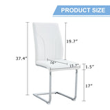 ZUN Set of 2 dining white dining chair set, PU material high backrest seats and sturdy leg W1151P203805