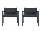 Outdoor Dining Chair Set of 2, All-Weather Grey Aluminum Frame Patio Chairs with Grey Fabric N779P369116G