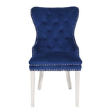Erica 2 Piece Stainless Steel Legs Chair Finish with Velvet Fabric in Blue 808857648174