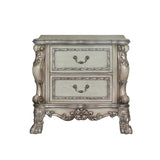Solid Wood Nightstand with 2 Drawers in Vintage Bone White Finish B016P256472