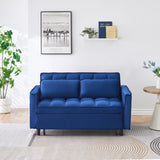 The 55-inch dreamlike blue velvet sofa is elegant and convenient with pockets, cleverly interpreting W1658P246639