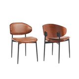 Mid-Century Modern Dining Chairs Set of 2 Italian-Inspired Bentwood Design with Matte Metal Legs & N842P290053D