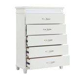 ZUN White Finish 5-Drawers Chest with LED Lighting Modern Bedroom Furniture 1pc B011P250825