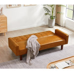 ZUN Brown Convertible Double Folding Room Sofa Bed, PU Leather, Tufted Buttons, Suitable for 67482142