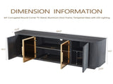 64-Inch Wavy TV Cabinet, Round Sideboard, Wooden Vertical Stripe Storage Cabinet, Aluminum Door 24647726
