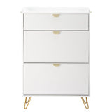 V-shaped carved door panel 2 drawers with top flip drawer shoe cabinet particle board 80*24*120cm 82639477