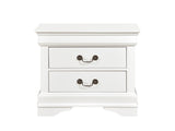Traditional Design White Finish Nightstand 1pc Antique Drop Handles Drawers Bed Side Table Bedroom B01149269