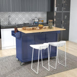Rolling Mobile Kitchen Island with Drop Leaf - Solid Wood Top, Locking Wheels & Storage Cabinet 52.7 WF287035AAN