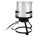 13*32inch Four-Piece Set, Black Round Iron Stove Frame, Silver Aluminum 30qt Turkey Pot 10qt Fish 39889046