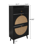 Rattan, Allen 2 door 1 drawer cabinet, shoe rack, double layer, suitable for entrance W688141535