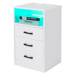 ZUN FCH 40*35*65cm Particleboard Pasted Triamine Three Drawers With Socket With LED Light Bedside Table 64197585