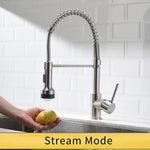 ZUN Commercial LED Kitchen Faucet with Pull Down Sprayer, Single Handle Single Lever Kitchen Sink Faucet W1932P172329