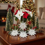 6PCS Set 6.1" Christmas Tree Decorations Snowflake Hanging Ornaments Holiday Party Supplies, Rustic 12994101