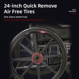 Folding Manual Transport Wheelchair, 20 " Seat With Front and Rear Locking Hand Brakes, 24 " Quick W3121P297087