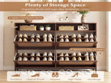 Boho Style Shoe Cabinet Cabinet with 4 Flip Drawers & Open Shelves, Freestanding Shoe Organizer for 53351732