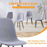 Luxury Simple Chair - Set of 4 Light Gray Linen-Cotton Material High Resilience Dining Chair with W1151P262614