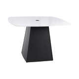 Modern 44" Rounded Square Outdoor Pedestal Dining Table, Greek Marble-Look Sintered Stone Top, W1886P309725