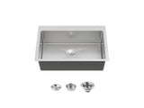 Stainless Steel Kitchen Sink, 23x19 Single Bowl, Overmount Handmade Sink in Dark Gray, with US 24899857