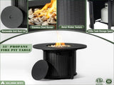32" Propane Gas Fire Pit Table, 50000 BTU Round Steel Fire Pit for Outside Patio Deck Garden 60018684