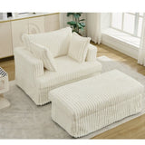 47.7'' Oversized Corduroy Chaise Longue with Ottoman, Deep Seat Reclining Chair Sofa, W1628P206066