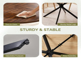 42" Round Dining Table for 4 Persons, Melamine MDF Tabletop & Black Metal Cross Legs, Walnut 95546707