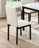 White Upholstered Side Chairs 4pc Set Black Metal Frame Casual Dining Room Furniture B011133384