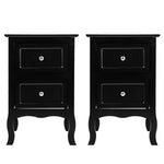 ZUN 2pcs Country Style Two-Tier Night Tables Large Size Black 46330063