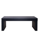 47.6" Modern Black Ribbed Coffee Table Rectangular Low Profile Center Table for Living Room W2729P309446