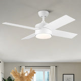 ZUN 44 In Intergrated LED Ceiling Fan Lighting with White ABS Blade W1367P182803