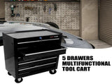 5 DRAWERS MULTIFUNCTIONAL TOOL CART WITH WHEELS-BLACK 54466904