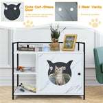 ZUN Wooden cat litter box, cat house with 2-level storage shelf living room end table 12657434