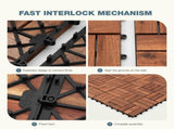 27pcs Interlocking Deck Tiles 11.8" x 11.8", Patio Flooring Outdoor Waterproof, Acacia Wood Tiles T3839P363029