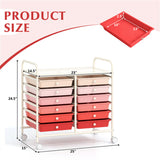 12-Drawer Rolling Storage Cart - 2-Row 10-Storey, Multicolor Drawers, 4 Wheels , White 15819213