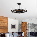 ZUN Dia 33 inch Chandelier Ceiling Fan With Remote Control,DC Motor ,6 Speed,3 ABS Blades for Bedroom W1592P207466