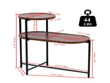 2 Tier Oval End Tables Wooden Small Side Table, 27" Round Coffee Table with Storage Tray, Modern 87944043