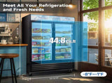 Glass Door Merchandiser Freezer 44.7 Cu.ft Swing Door Commercial Reach-In Display Freezers with LED W2095P435852