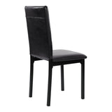 ZUN Set of 4 Metal Frame Chairs Brown Faux Leather Seat Black Metal Finish Dining Side Chairs B01146334