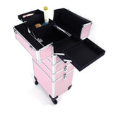 ZUN 4 in 1 Aluminum Cosmetic Makeup Case Tattoo Box Pink 21663962