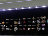 Non Full Wooden Wall Mounted 4-Layer Shelf, 2 Drawers, 8 Blue LED Lights, Jewelry Storage 87850025