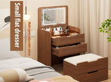 (48cm)(Walnut) 3 in 1 Vanity Desk with Plip Top Mirror,Small Make Up Vanity Set with Visible Glass W2641P305275