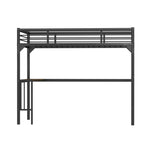 ZUN Twin Metal Loft Bed with Desk, Ladder and Guardrails,bookdesk under bed , Black W1676105932