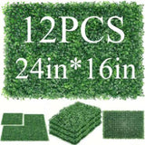 12 pieces of 24 "x 16" artificial boxwood boards, grass wall panels, boxwood fence panels, UV 79050192