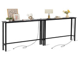 2 Pack 39.4" Narrow Console Sofa Table with Power Outlets and USB Ports, Long 49566916