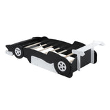 Twin Size Race Car-Shaped Platform Bed with Wheels,Black WF311965AAB