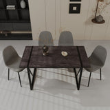 59" MDF black wooden table and modern chair set of 4 pieces, medieval wooden kitchen 67012791