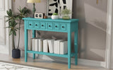TREXM Rustic Console Table with Open Shelf, Rubber Wood Legs, Ideal for Entryways, Living Rooms, and N715P205077C