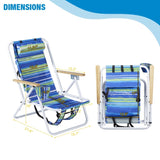 1pc Folding Beach Chair, 4 Position Portable Backpack Foldable Camping Chair with Headrest Cup 33362615