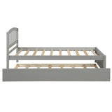 Twin size Platform Bed Wood Bed Frame with Trundle, Gray WF194302AAE